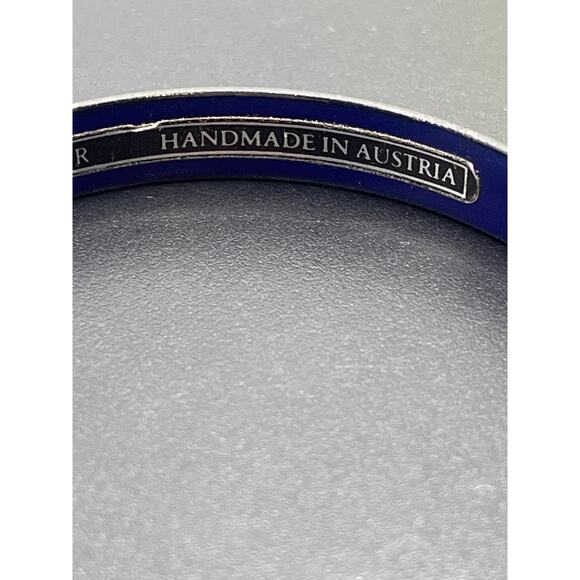 Vintage Michaela Frey Wiener Emailmanufaktur Blue Floral Enamel‎ Bangle Set - Picture 7 of 8